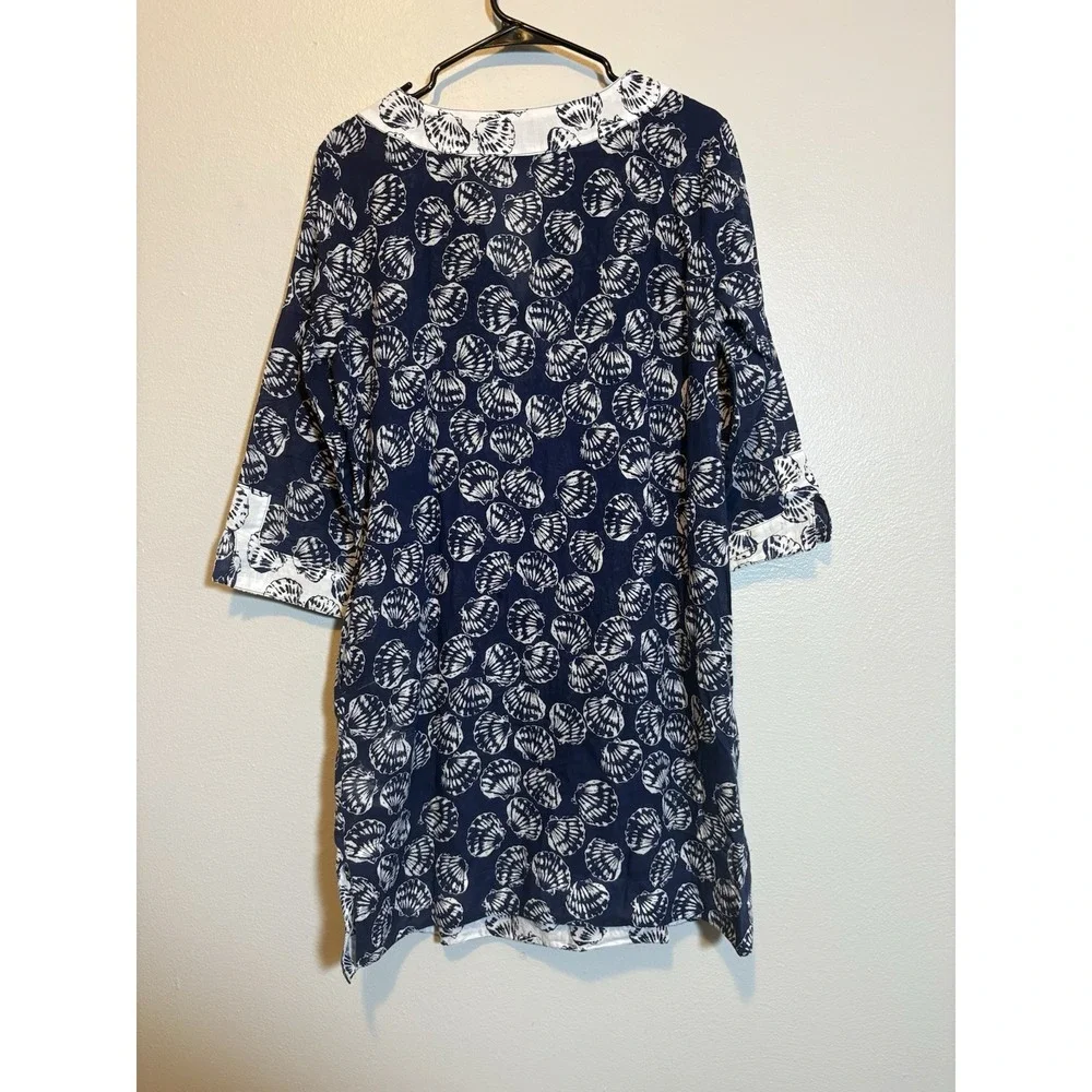 Talbots Seashell Swimsuit Cover Blue White Small Resort Beach Pool Summer